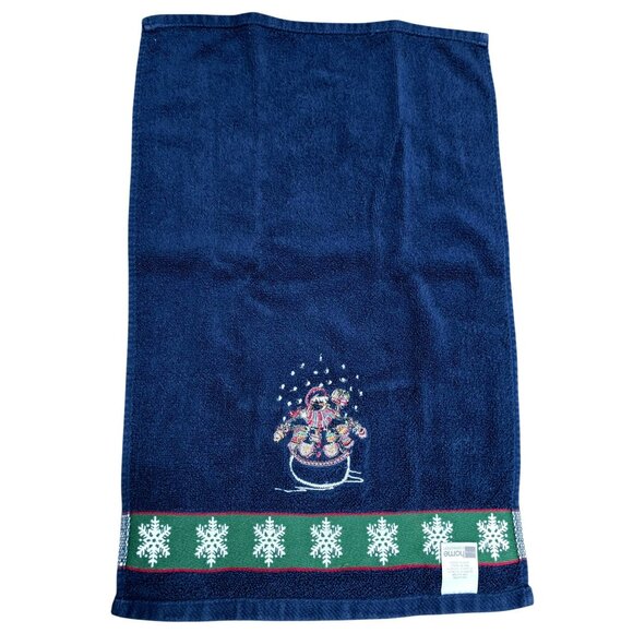 2 VTG Christmas Snowman Hand Towel Embroidered Snowflakes Tree Holiday Decor JCP - Picture 6 of 13